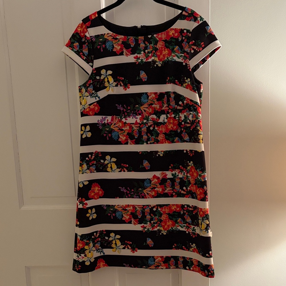 Adrianna Papell Black and White Floral Mini Dress